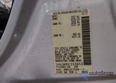 2018 Nissan Altima 2.5 S z USA, uszkodzony, nr VIN 1N4AL3AP8JC155653